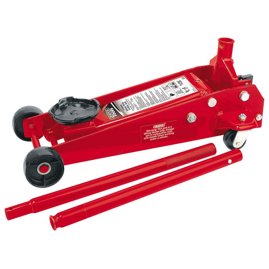 Draper TJ3HD/BR 3 tonne Red Heavy Duty Garage Trolley Jack - 60977