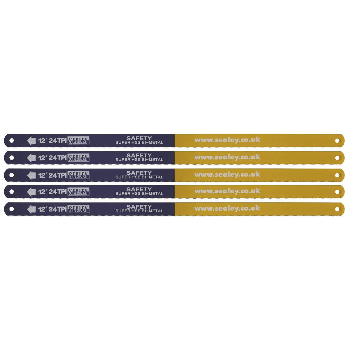 Sealey Hacksaw Blade 300mm HSS Bi-Metal 24tpi Pack of 5 HSB0524