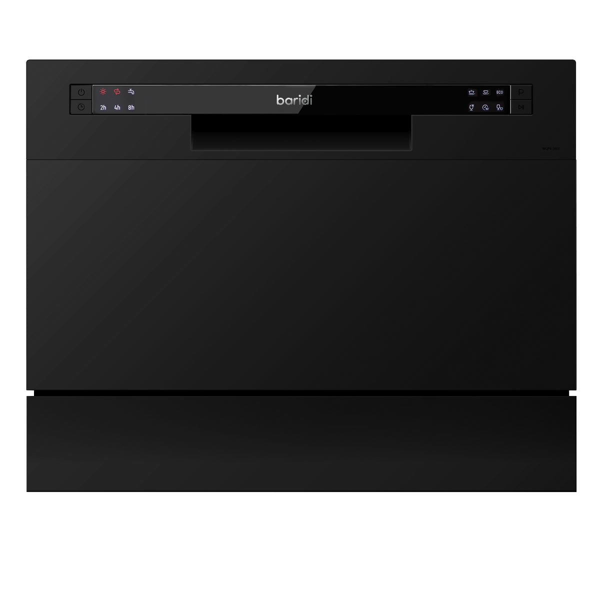 Baridi Compact Tabletop Dishwasher 6 Place Settings, 6 Programmes, 6.5L, Black