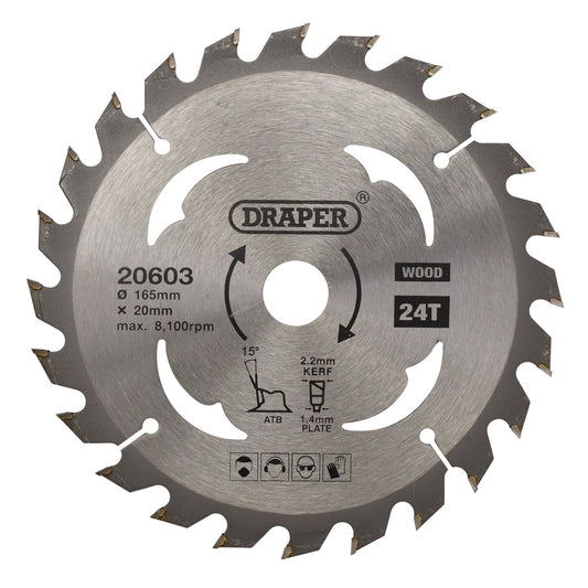 Draper Tct Saw Blade 165mm 24T Wood SBW1