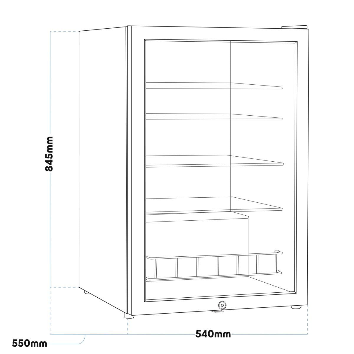 Sealey Baridi 115L Under Counter Beer, Drinks & Wine Fridge, Lock, LED Light DH223