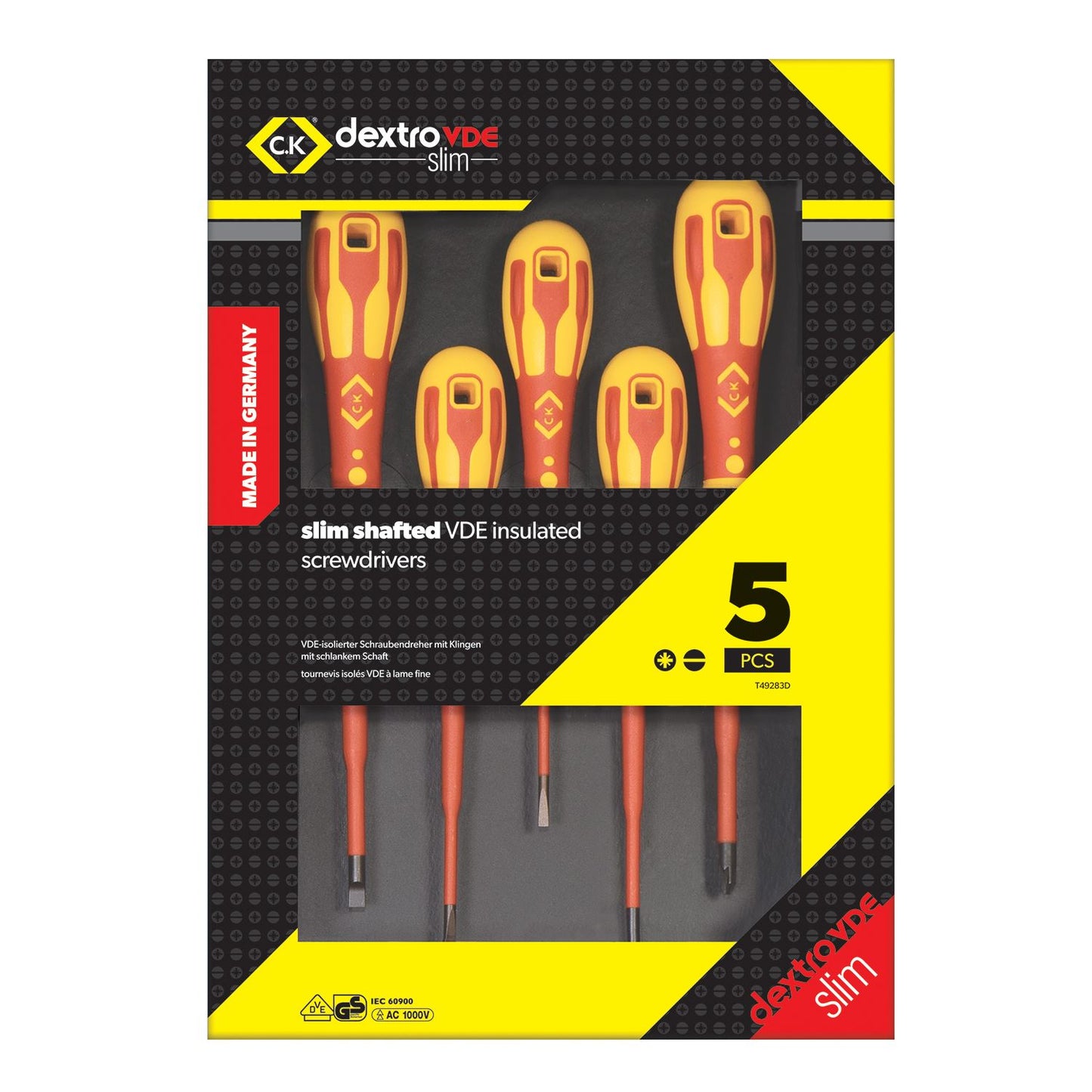 CK Tools DextroVDE Slim Screwdriver Set of 5 PZ/SL T49283D