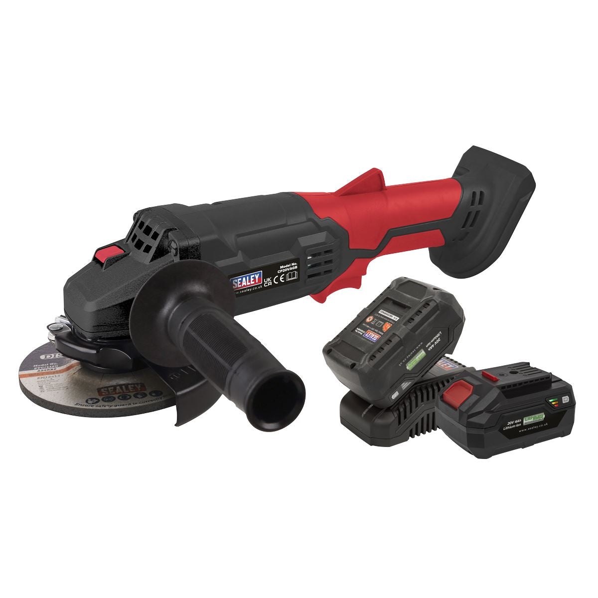 Sealey Cordless Angle Grinder Kit 115mm 20V - 2 Batteries CP20VAGBKIT