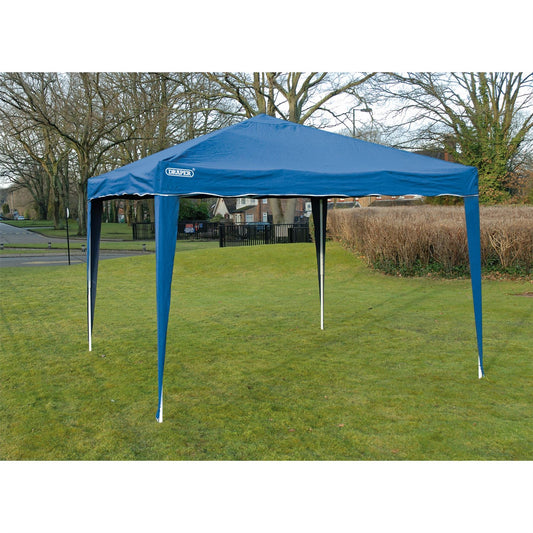 Draper 76940 Blue 3m x 3m Concertina Gazebo Garden Party Shelter Canopy Roof