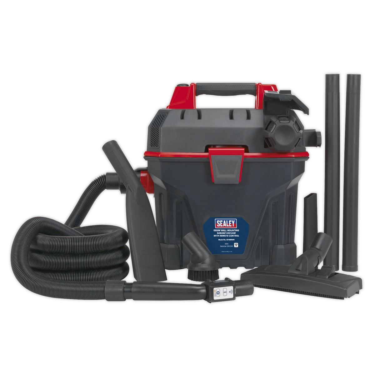 Sealey Garage Vacuum 1500W with Remote Control - Wall Mounting GV180WM