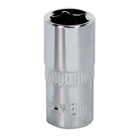 Sealey WallDrive Socket 8mm 1/4"Sq Drive Fully Polished SP1408