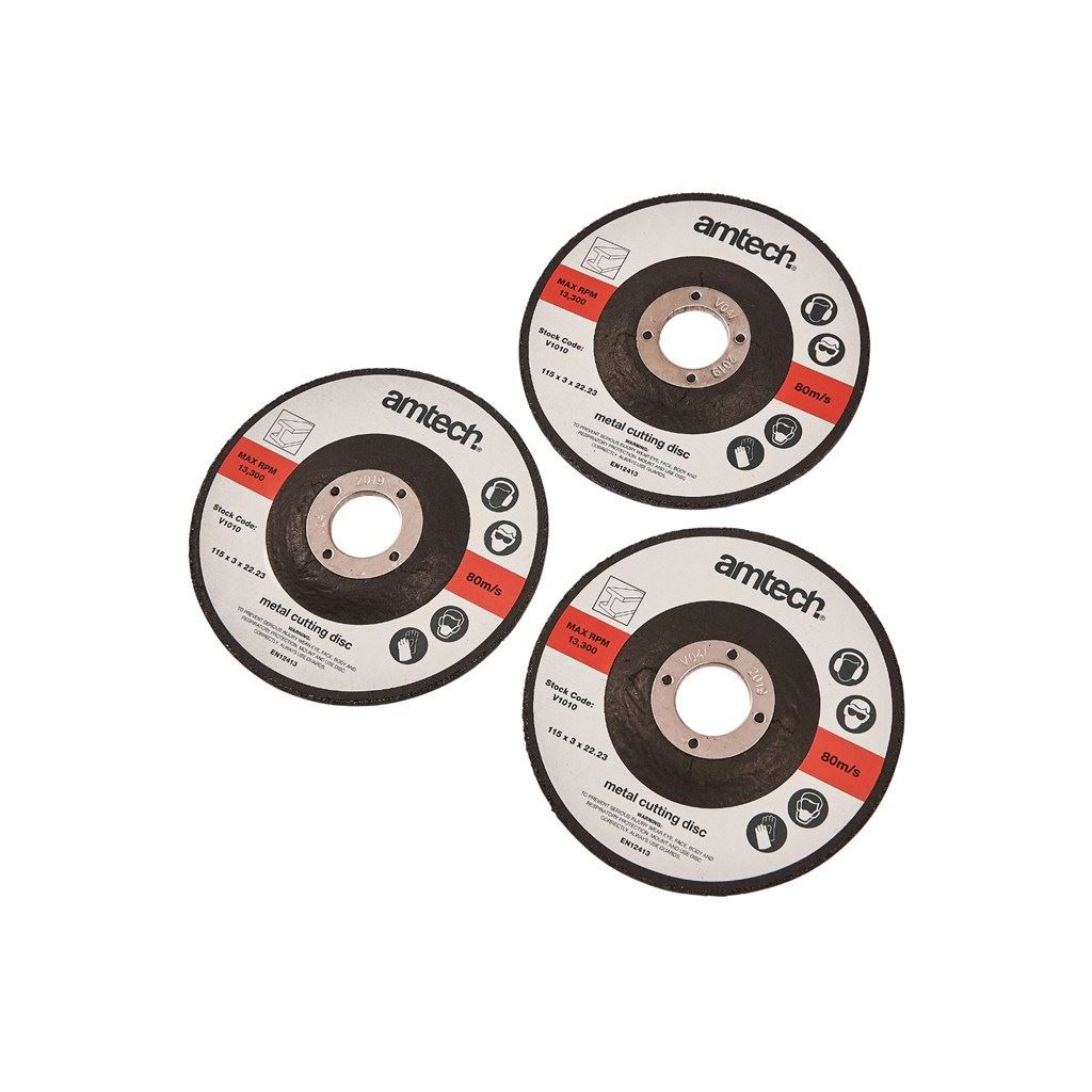 Amtech 3 Piece 115mm Metal Cutting Disc - V1010