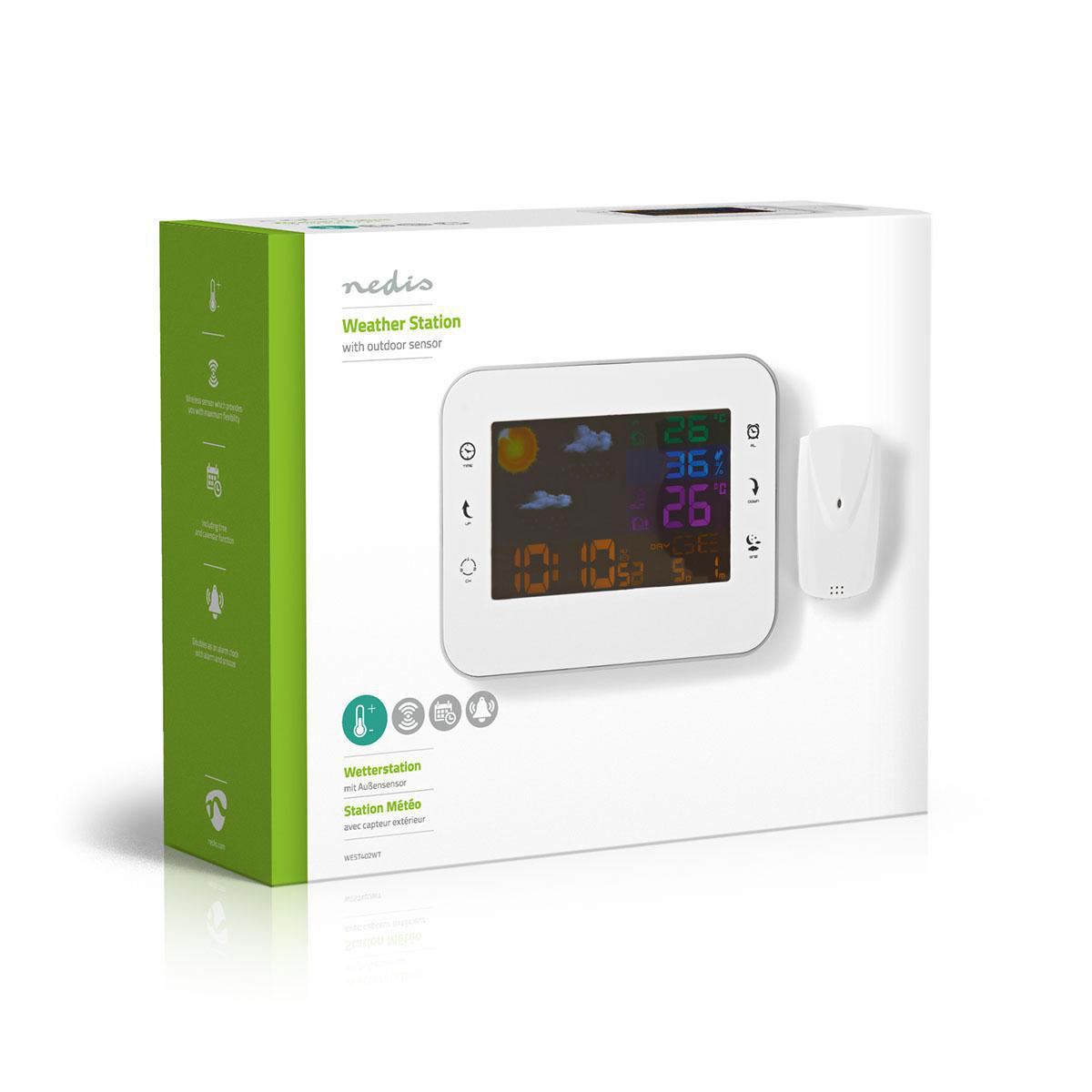 Nedis Weather Station +Wireless sensor Alarm clock Weather Forecast