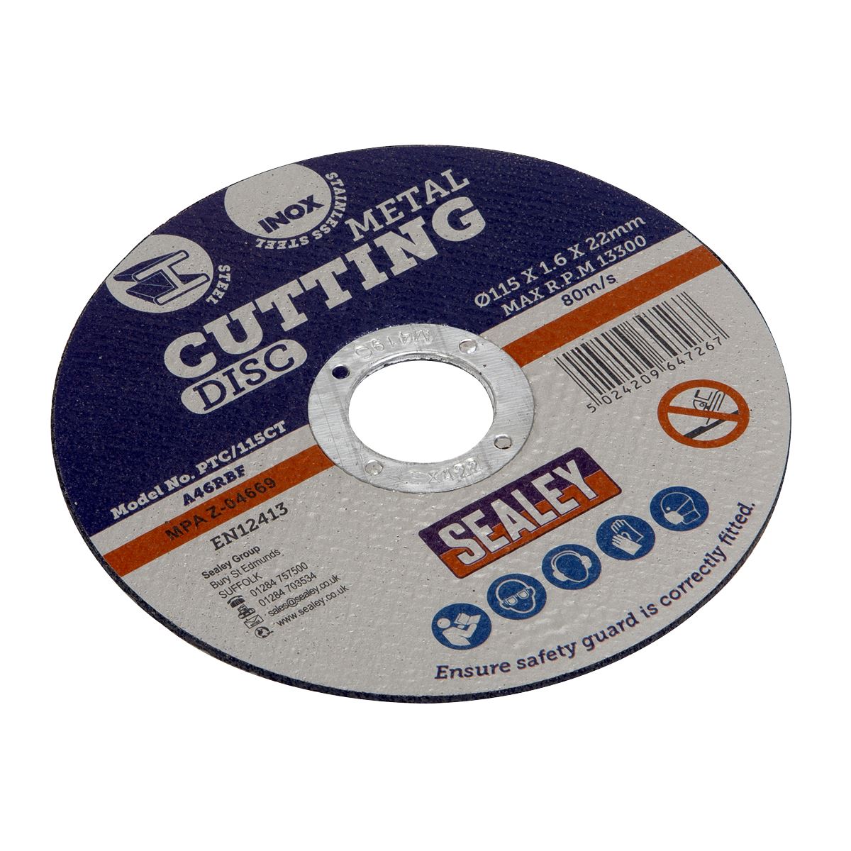 Sealey Cutting Disc 115 x 1.6mm 22mm Bore PTC/115CT