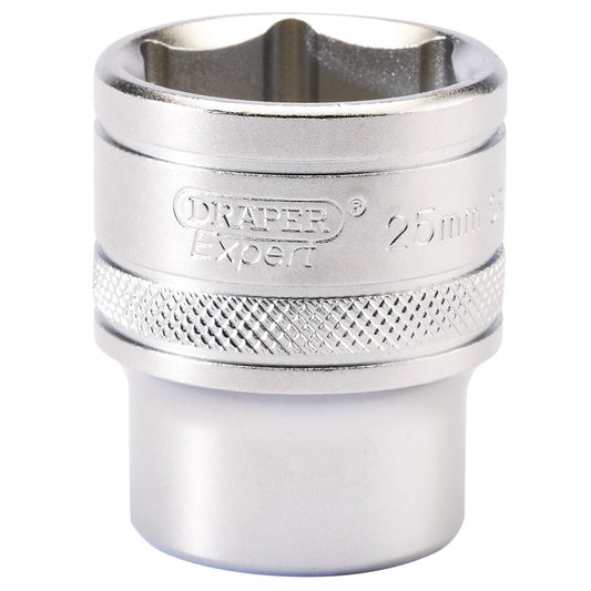 Draper Expert Quality Chrome 1/2" Square Drive 6 Point Metric Socket - 25mm - 16616