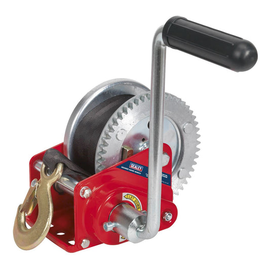 Sealey Geared Hand Winch with Brake & Webbing 540kg Capacity GWW1200B