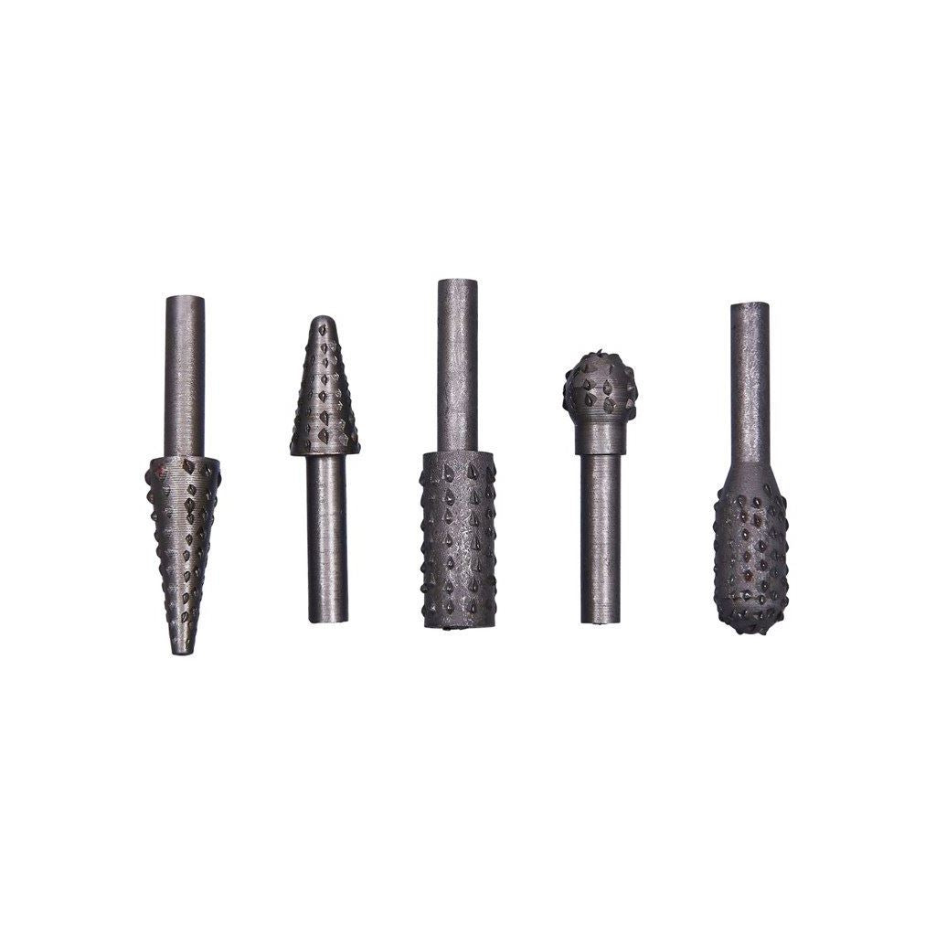 5 Piece Rotary Burr Set Wood Carving File Rasp Drill Bits Distressing Burnishing - E1500