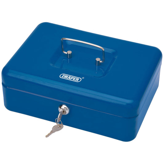Draper Medium Secure Metal Petty Cash Box +Coin Tray, Handle+2 Keys Home/Office - 38207