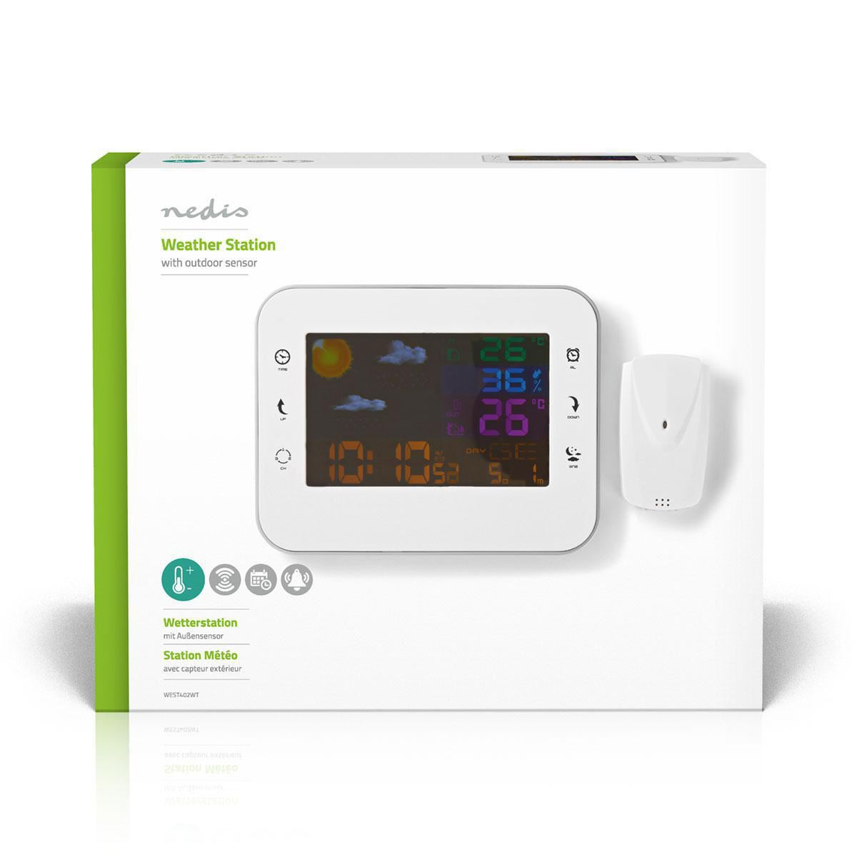 Nedis Weather Station +Wireless sensor Alarm clock Weather Forecast