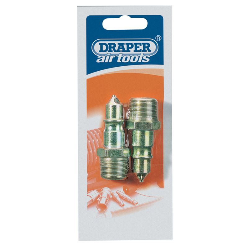 Draper 2x 1/2" Male Thread Air Line Screw Adaptor Connectors Professional Tool - 25858