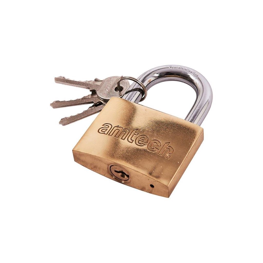 63mm Heavy Duty Brass Padlock 3 Keys Strong Durable Lock Locker Chest Shed Gate - T1400C