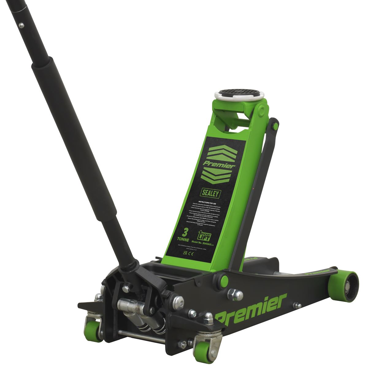 Sealey Trolley Jack 3 tonne Rocket Lift Green 3040AG