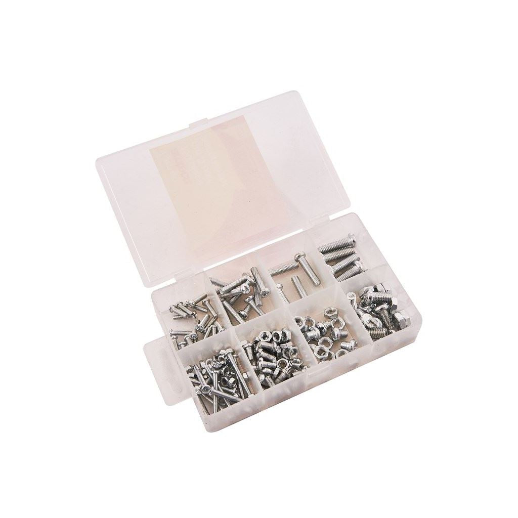 150 Piece Assorted Nut & Bolt Kit Set M3 M4 M5 M6 Nuts & Bolts Compartment Case - S5825