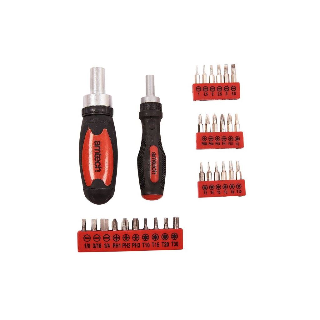 30x Stubby & Mini Ratchet Driver Set Cr-V & Precision Bits High Torque