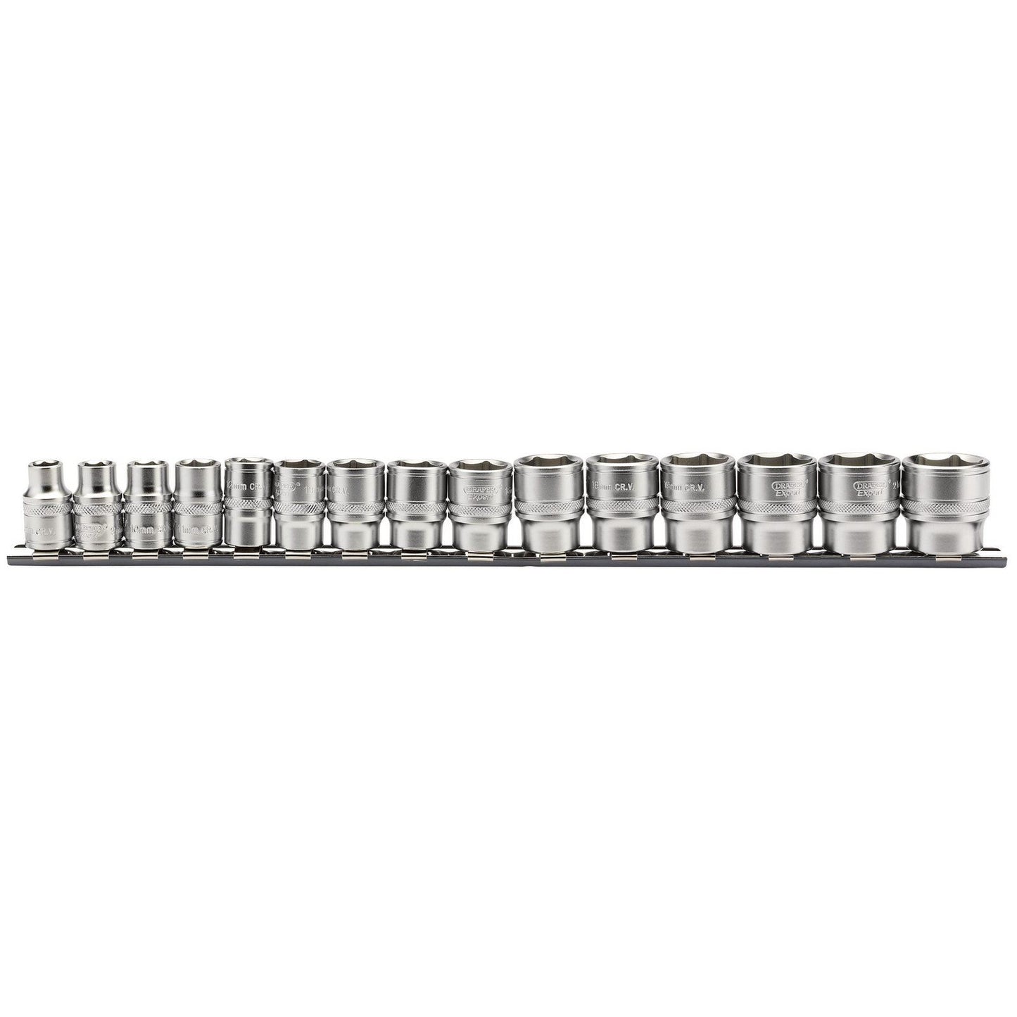 Draper Expert 3/8" Square Drive Metric Socket Set On Metal Rail (15 Piece) 16492