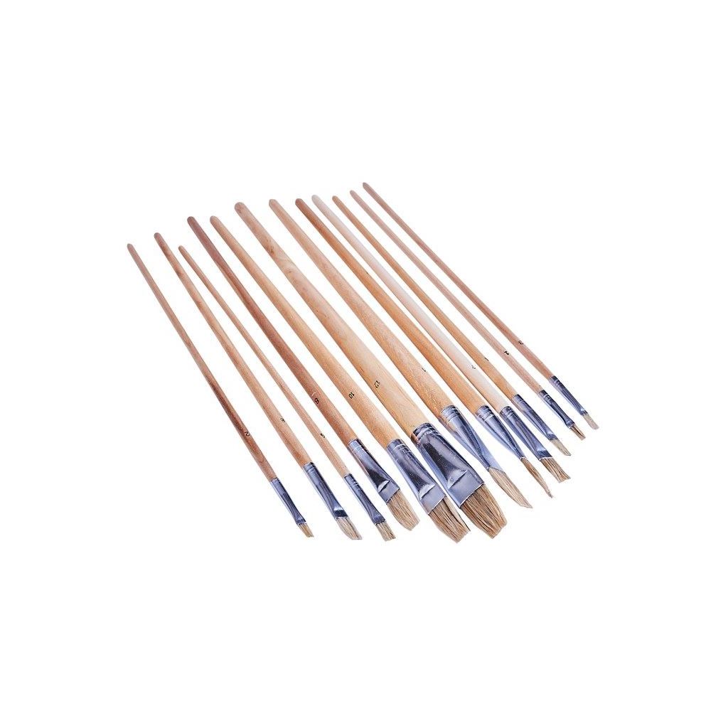 12 Piece Flat Tip Xl Artist Paint Brush Set Professional Quality Art/Craft/Hobby - S4145