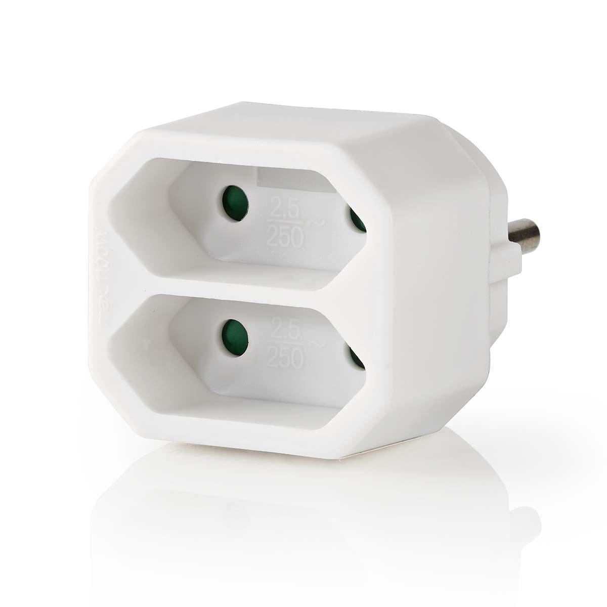 Nedis Power Socket Splitter 2-Way Euro Socket White PSSPL200C1WT