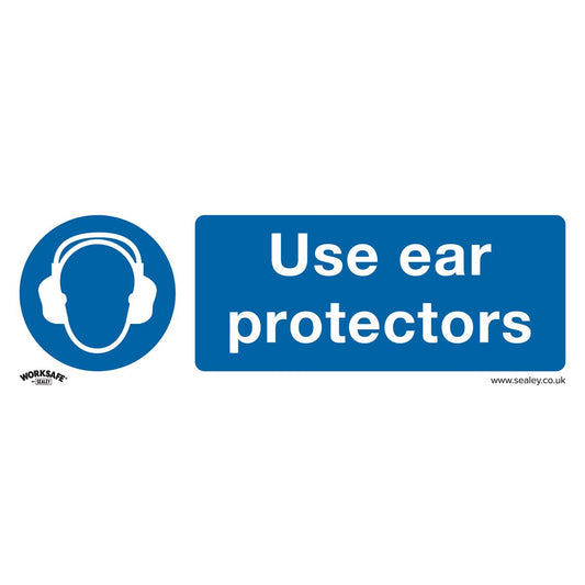 Sealey Safety Sign - Use Ear Protectors - Self-Adhesive Vinyl SS10V1