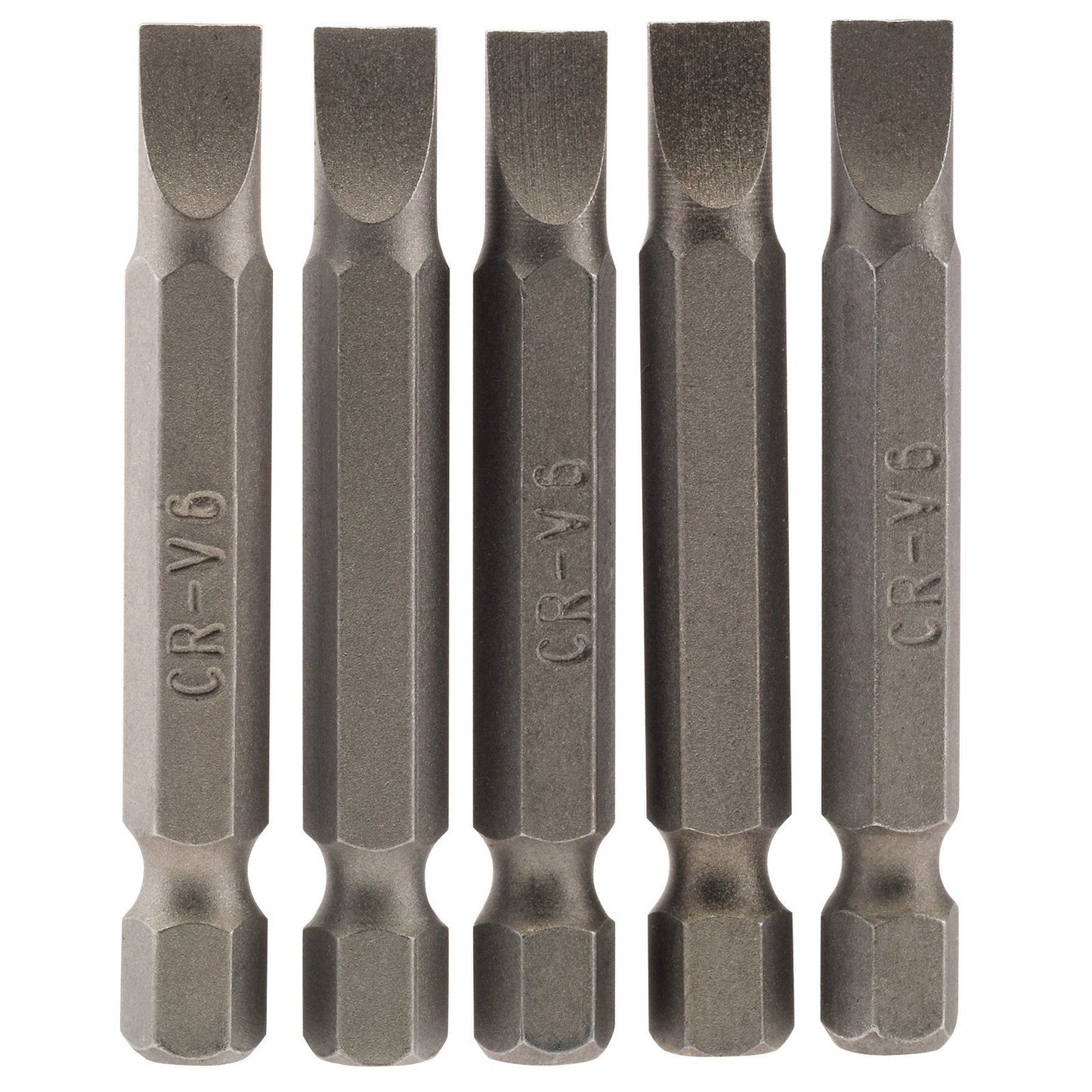 1x Pack Of 5 Draper 6mm 1/4" Hex Plain Slot Insert Bit - 50mm Long - 64273