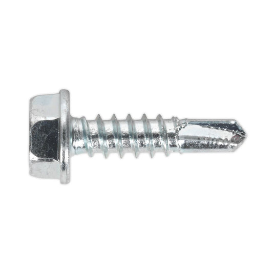 Sealey Self Drilling Screw 4.8 x 19mm Hex Head Zinc Pack of 100 SDHX4819