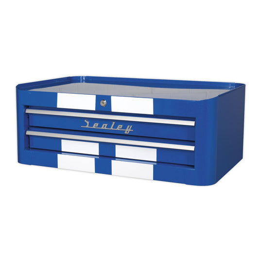 Sealey Mid-Box 2 Drawer Retro Style - Blue with White Stripes AP28102BWS