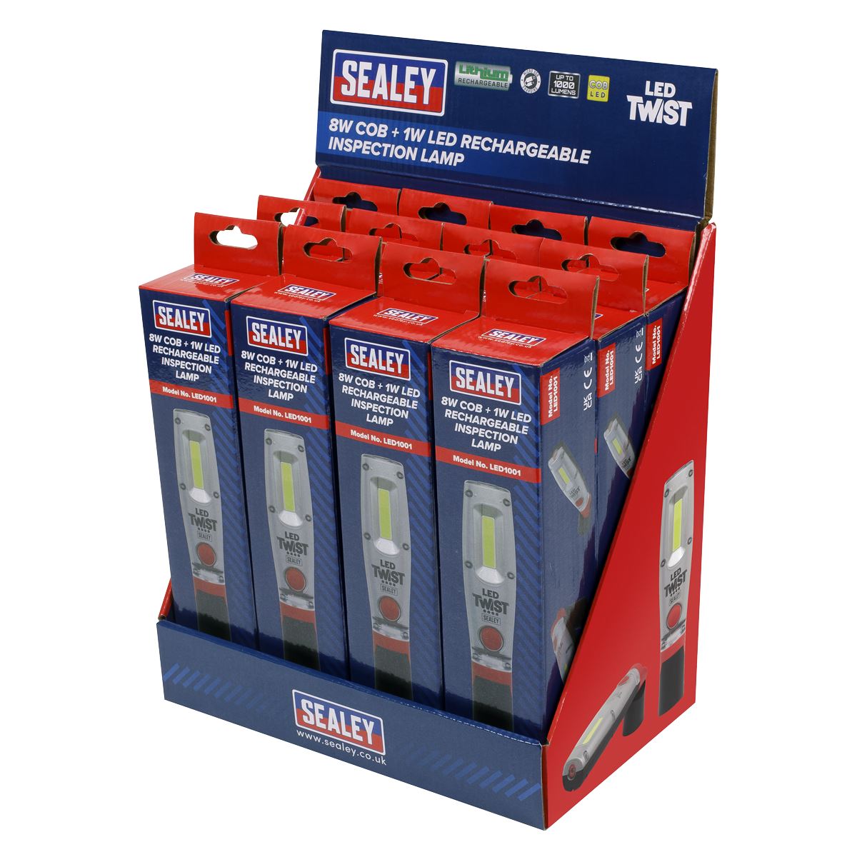 Sealey Rechargeable Inspection Light 8W - Display Box of 12 LED1001DB