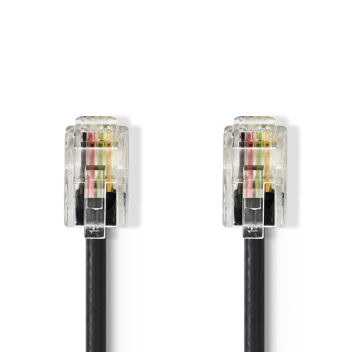 Nedis Telecom Cable RJ10 Male to RJ10 Male 5m Black TCGP90100BK50