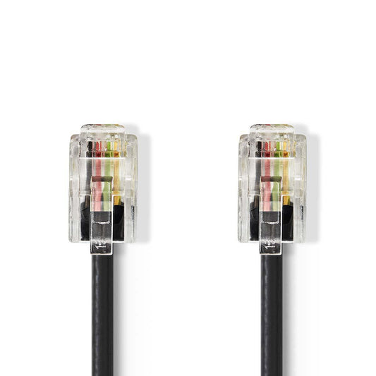 Nedis Telecom Cable RJ10 Male to RJ10 Male 5m Black TCGP90100BK50