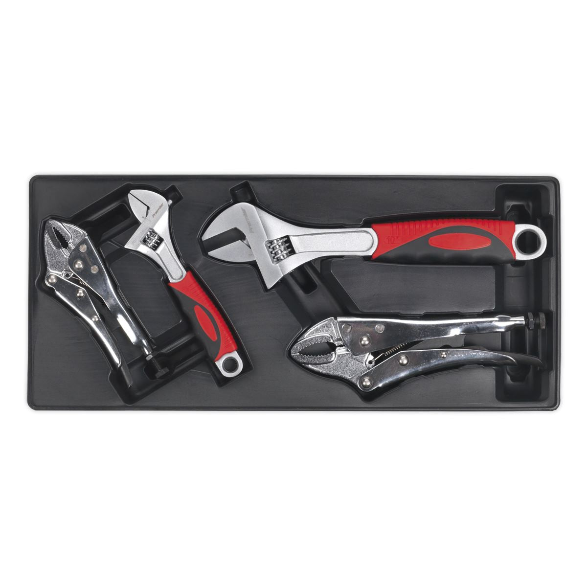 Sealey Tool Tray with Locking Pliers & Adjustable Wrench Set 4pc TBT04