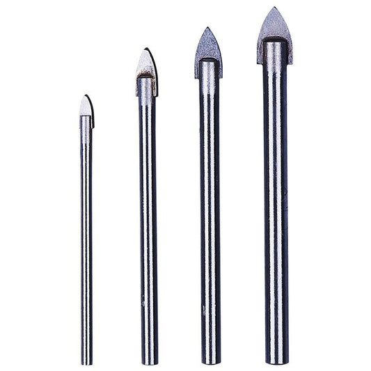 4 Piece Tools Ceramic Tile Glass & Mirror Drill Bit Set 4mm 6mm 8mm 10mm Bits