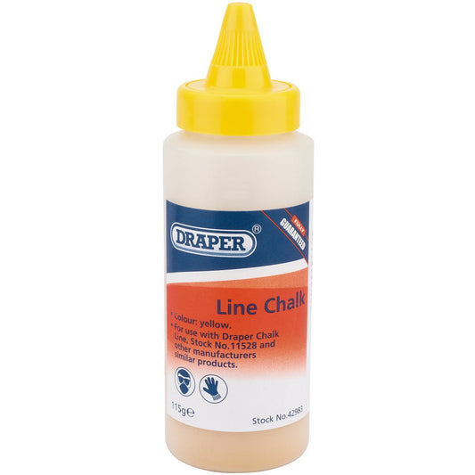 1x Draper 115g Plastic Bottle Of Yellow Chalk For Chalk Line - 42983