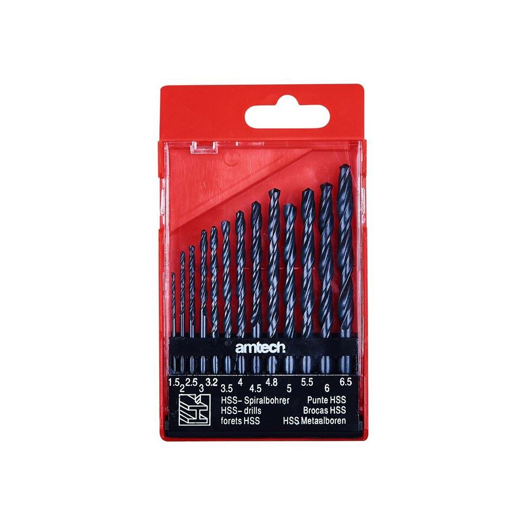 Amtech 13 Piece High Speed Hss Drill Bit Set Small with case High Quality - F1000