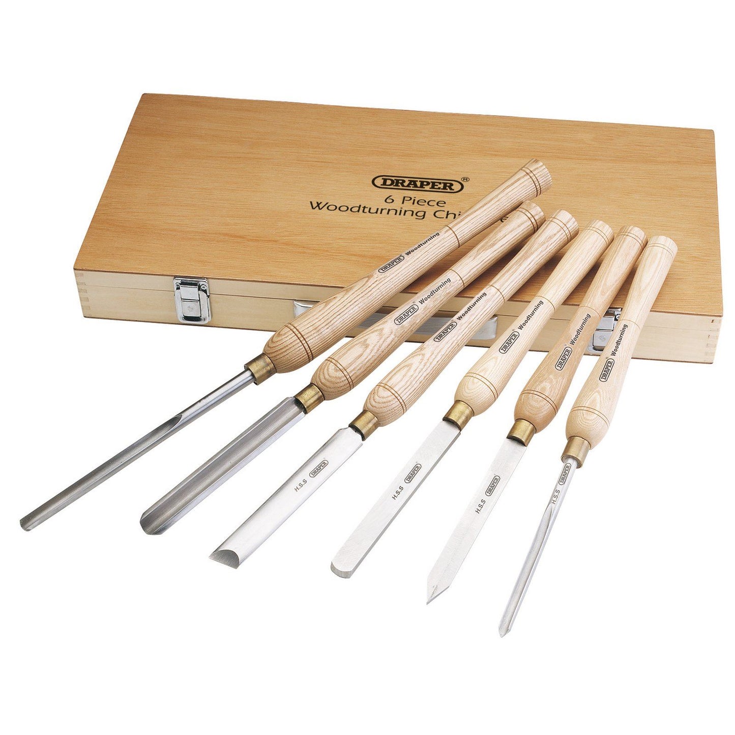 Draper AWL44 6 Piece HSS Woodturning Chisel Set in Storage Box 58697