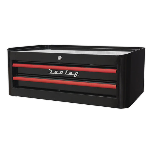 Sealey Mid-Box 2 Drawer Retro Style - Black/Red Anodised Draw Pulls AP28102BR