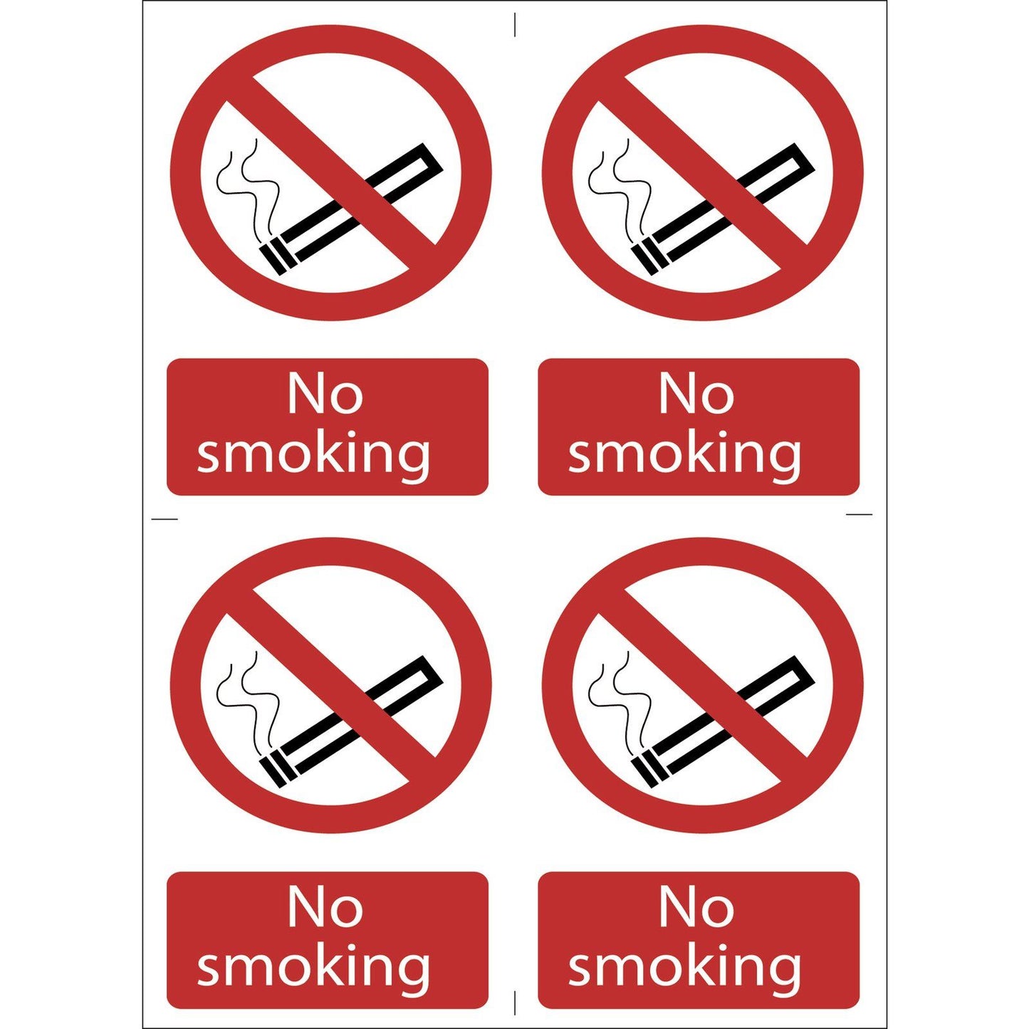 Draper 4 x 'No Smoking' Prohibition Sign SS16 - 72166