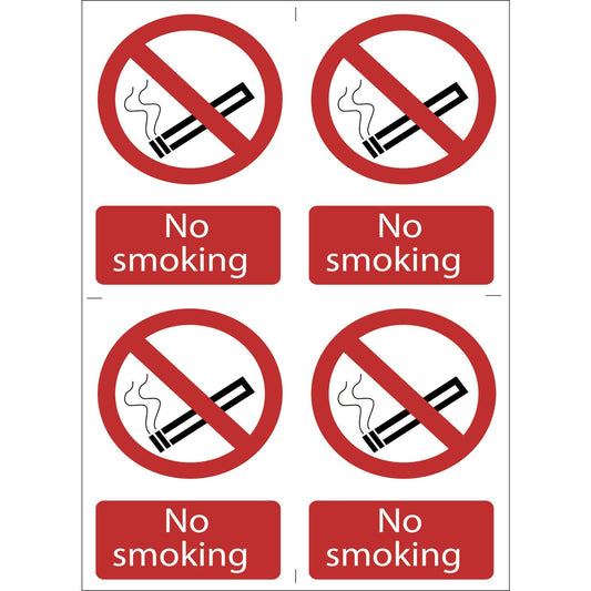 Draper 4 x 'No Smoking' Prohibition Sign SS16 - 72166