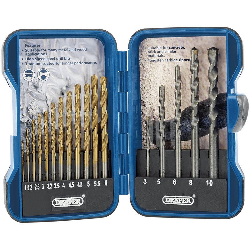 Draper Metric Combined HSS And Masonry Drill Bit Set 17 Piece - 18551Draper