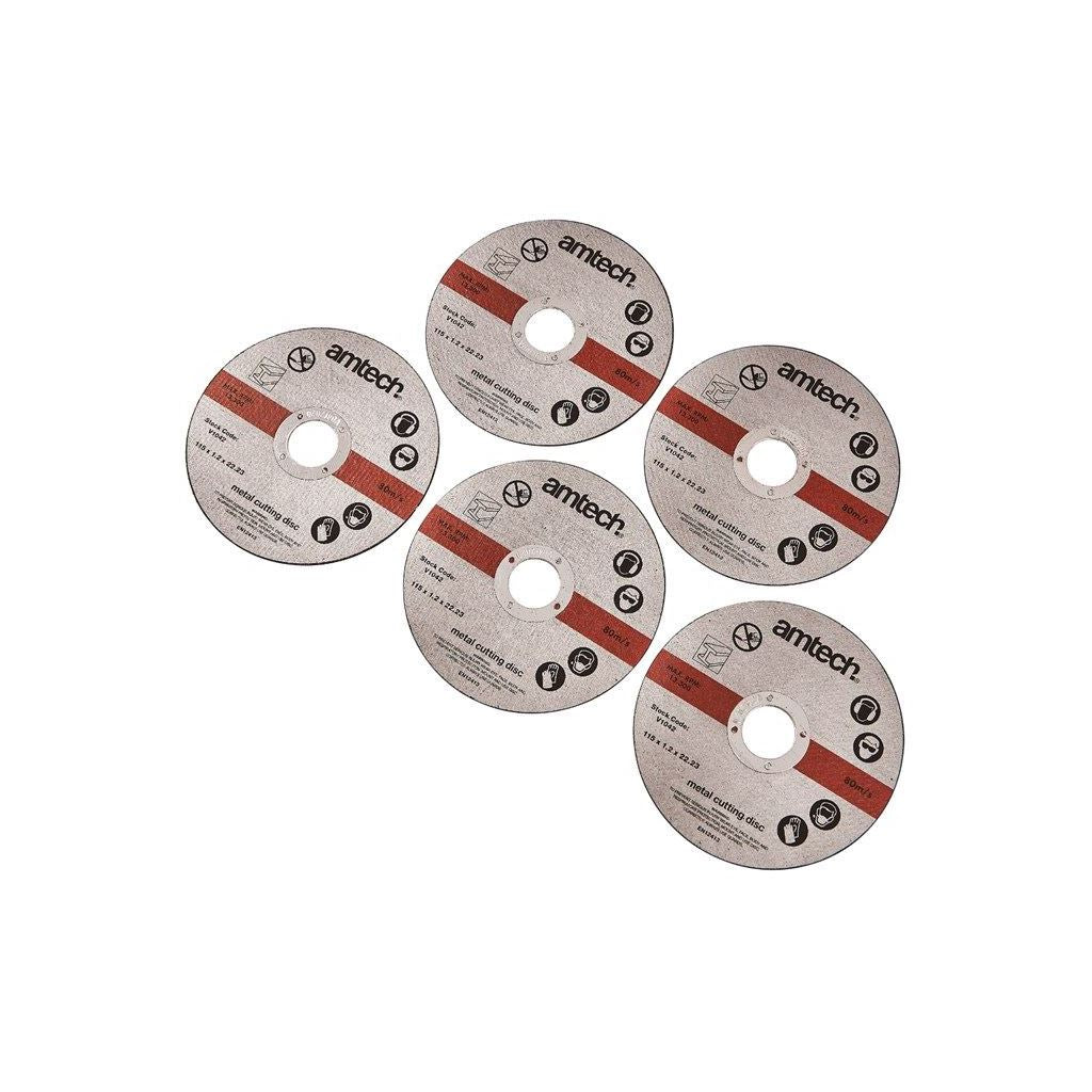 Amtech 5 Piece 1.2mm x 115mm 4.5'' Metal Bolt Cutting Disc Grinder Cutter Blade - V1042