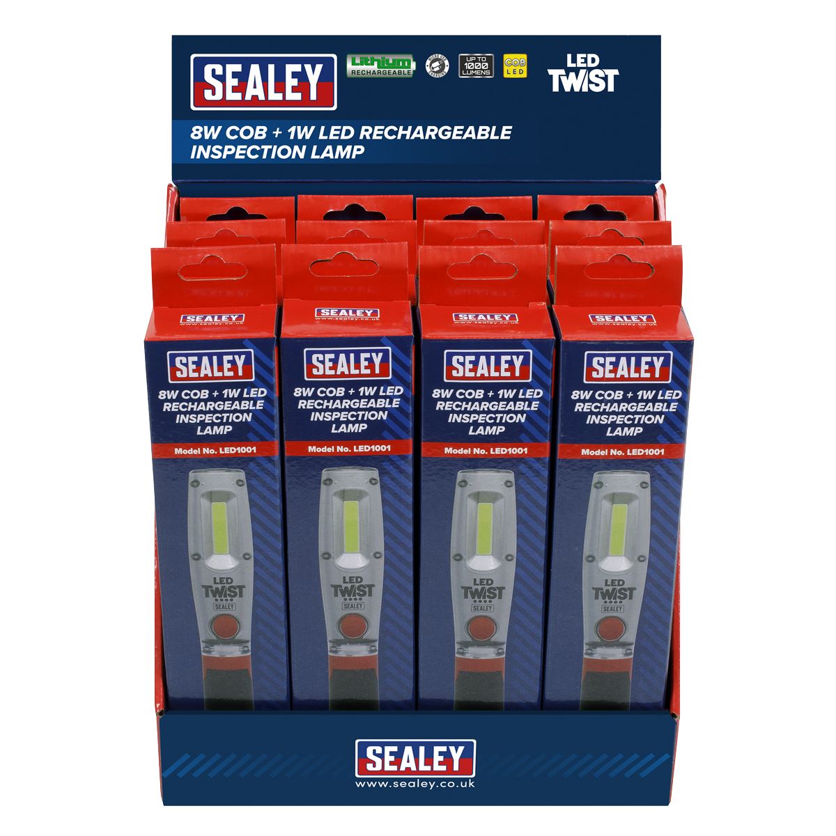 Sealey Rechargeable Inspection Light 8W - Display Box of 12 LED1001DB