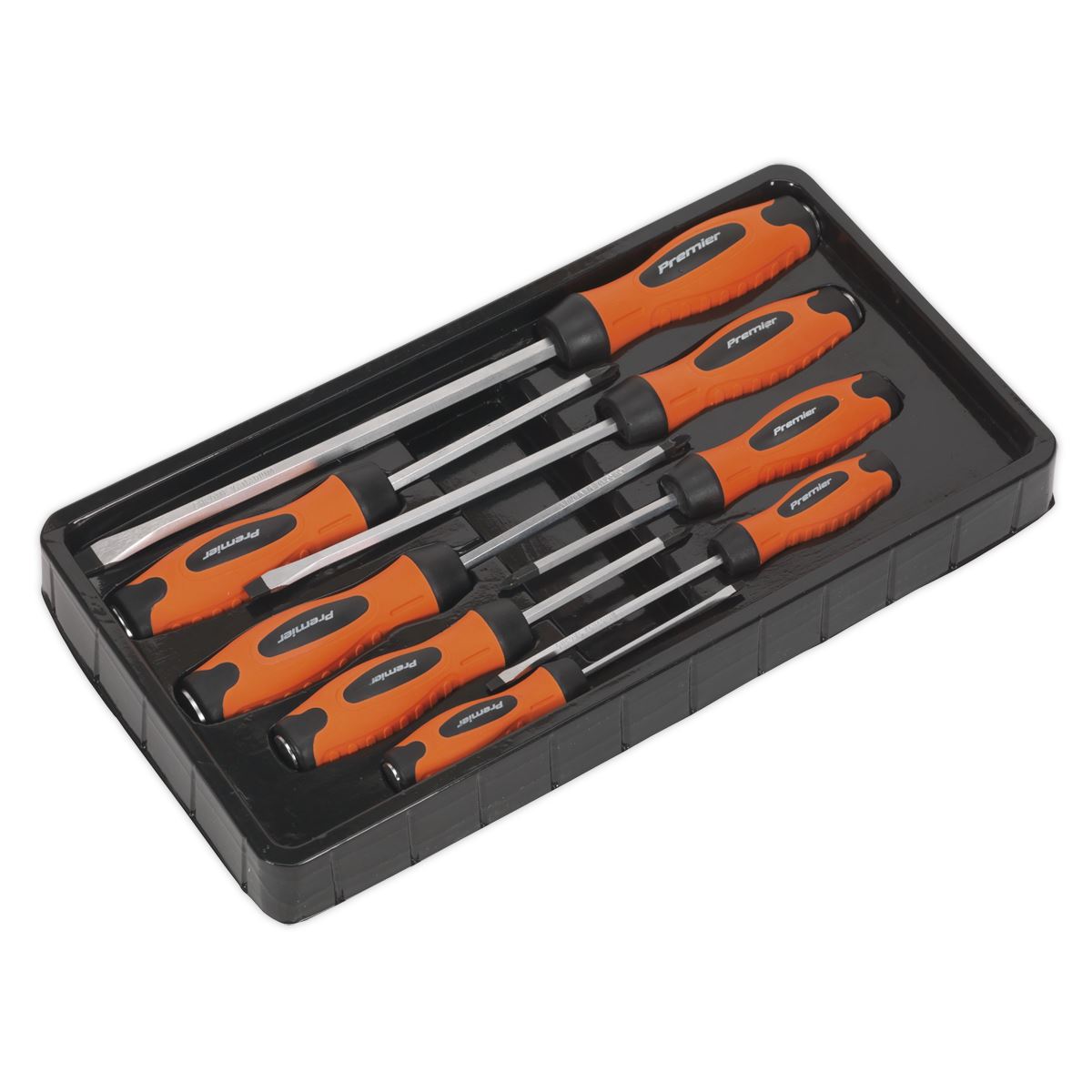 Sealey Screwdriver Set 8pc Hammer-Thru Hi-Vis Orange HV004