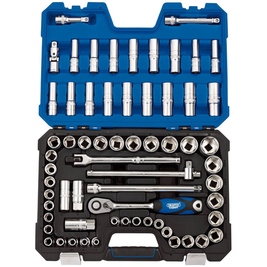 Draper 1/2" Square Drive mm/AF Combined Socket Set (63 Piece) -No. 16456