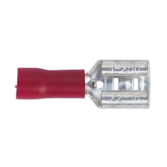 Sealey Push-On Terminal 6.3mm Female Red Pack of 100 RT21