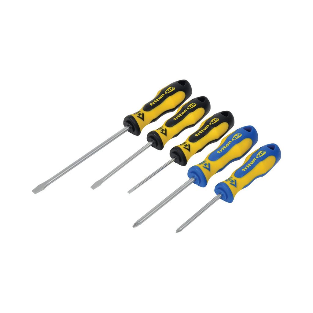 CK Tools Triton XLS Screwdriver - 5 Piece Set SL/PH contains Slotted parallel 4x100, Slotted flared 5.5x100, 6.5x150 PZ1x75, PZ2x100 - T4727