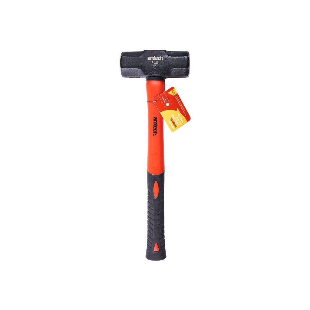 4Lb Fibreglass Sledge Club Lump Hammer Fibre Glass Shaft Rubbergrip Handle 1.8Kg - A2125