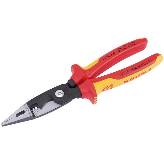 Knipex 13 88 200 VDE Insulated Electrical Multifunctional Combination Pliers - 80803